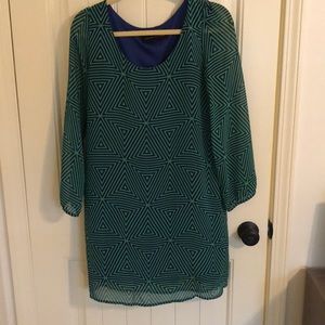 Green and blue dress